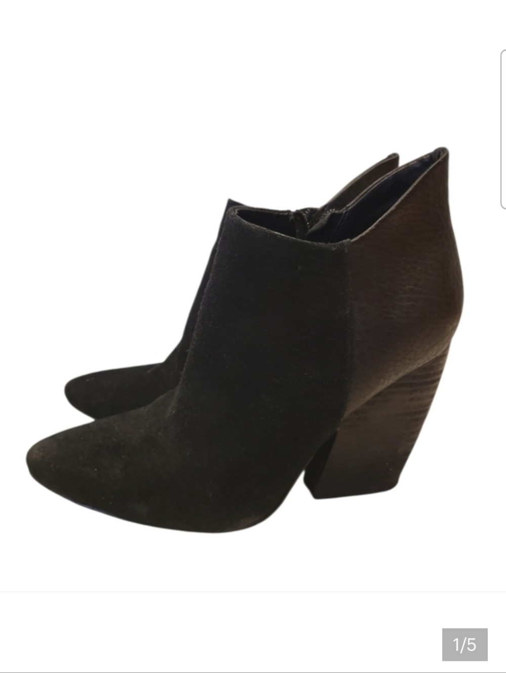 Crown Vintage Naydine Black Leather Suede Ankle Boots Sz.7